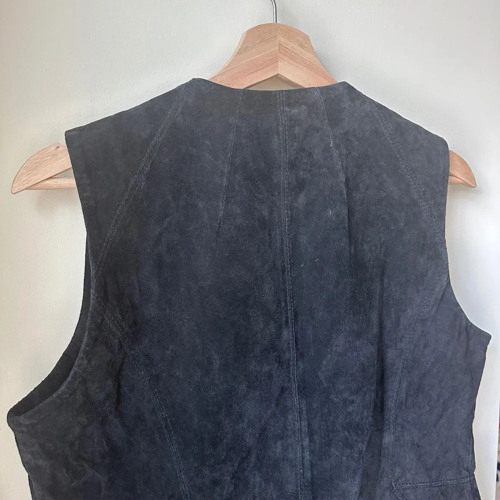 Pamela‎ McCoy Couture Black Suede Leather Asymmetrical Zip Vest Womens XS - Picture 12 of 13